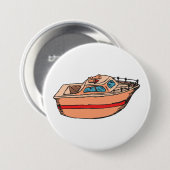 スピードボートイラストレーション航海のおもしろいボートデザイン 缶バッジ (正面&裏面)
