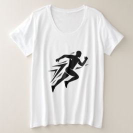 スピードランナーシルエット アスレチックスポーツデザイン プラスサイズTシャツ