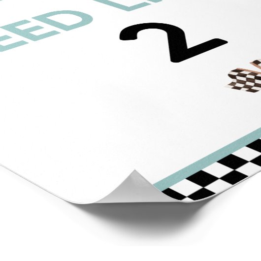 スピードリミットレースカー誕生日パーティサイン ポスター (角)