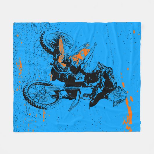 スピードレーサー – モトクロスレーサーアクリルプリント フリースブランケット (正面(横))