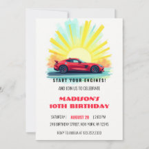 スピードレーシングモダンレッドスポーツカー誕生日