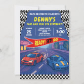 スピードレーシング誕生日パーティー 招待状 (正面)