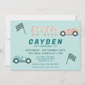 スピードレースカード誕生日パーティーの招待 招待状 (正面)