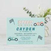 スピードレースカード誕生日パーティーの招待 招待状 (スタンド正面)