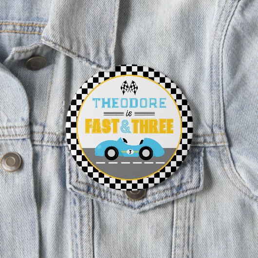 スピード勝負! 3歳のレーシングカーパーティーのお祝いグッズ 缶バッジ (インサイチュ)