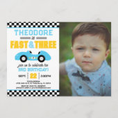 スピード勝負!3歳の誕生日フォト 招待状 (正面)