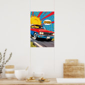 スピード感あふれる車のポップアート ポスター (キッチン)