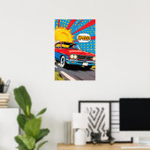 スピード感あふれる車のポップアート ポスター (ホームオフィス)