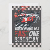 スピード誕生日レースカーサーキットパーティー レッド 招待状 (裏面)