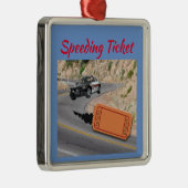 スピード違反のパトカーチケットカスタマイズフォント メタルオーナメント (右)