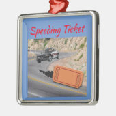 スピード違反のパトカーチケットカスタマイズフォント メタルオーナメント (左)