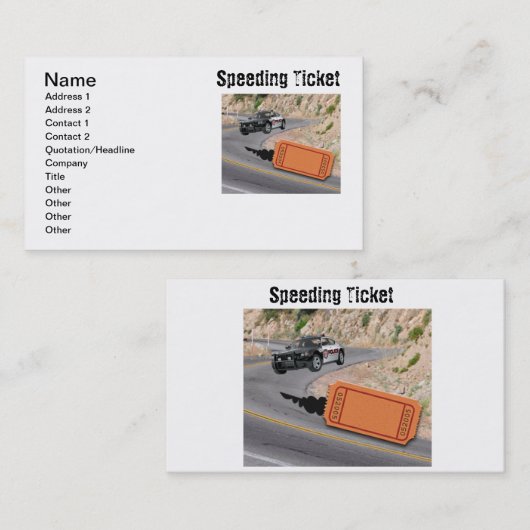 スピード違反の警察車がチケットフォント 名刺 (正面/裏面)