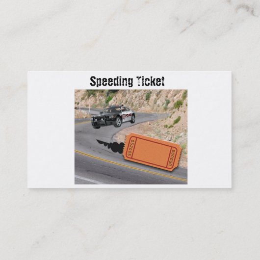 スピード違反の警察車がチケットフォント 名刺 (裏面)