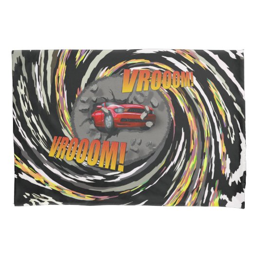 スピード違反の車が壁を突き破る 枕カバー (正面)