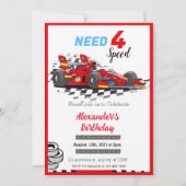 スピード レッド レース カーが必要 招待状 (正面)