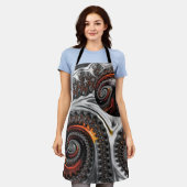 スフィアエプロン付きシルバーとオレンジのマンデルブロー エプロン (着用した状態)