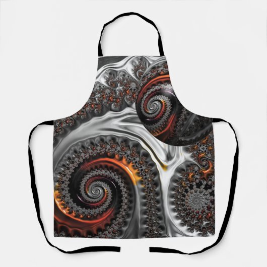 スフィアエプロン付きシルバーとオレンジのマンデルブロー エプロン (正面)