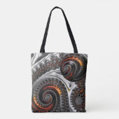 スフィアトートバッグ付きシルバーとオレンジのマンデルブロー トートバッグ (裏面)