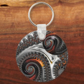 スフィア付きシルバーとオレンジのマンデルブロー キーホルダー (正面)