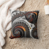 スフィア付きシルバーとオレンジのマンデルブロー クッション (ブランケット)