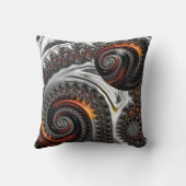 スフィア付きシルバーとオレンジのマンデルブロー クッション (裏面)