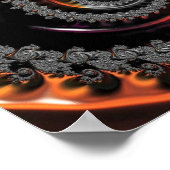 スフィア付きシルバーとオレンジのマンデルブロー ポスター (角)