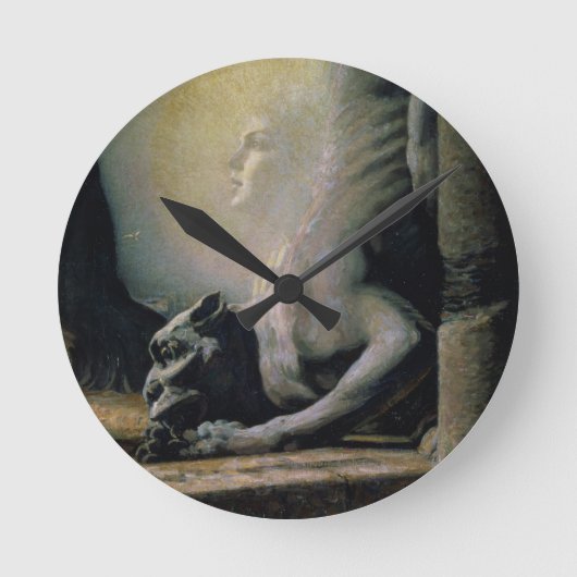 スフィンクスおよびキメラ1906年(キャンバスの油) ラウンド壁時計 (正面)