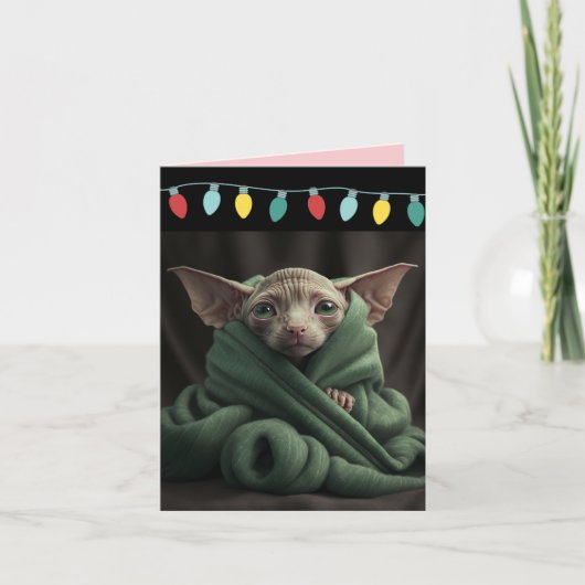 スフィンクスかわいい毛なし猫クリスマス カード (正面)