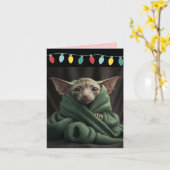 スフィンクスかわいい毛なし猫クリスマス カード (黄色い花)