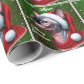 スフィンクスかわいらしキャットグリーンクリスマス ラッピングペーパー (ロールコーナー)