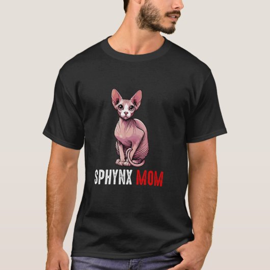 スフィンクスの母 Funny sphynx cat Tシャツ (正面)