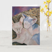 スフィンクスの毛のない子猫猫の挨拶状 カード (黄色い花)