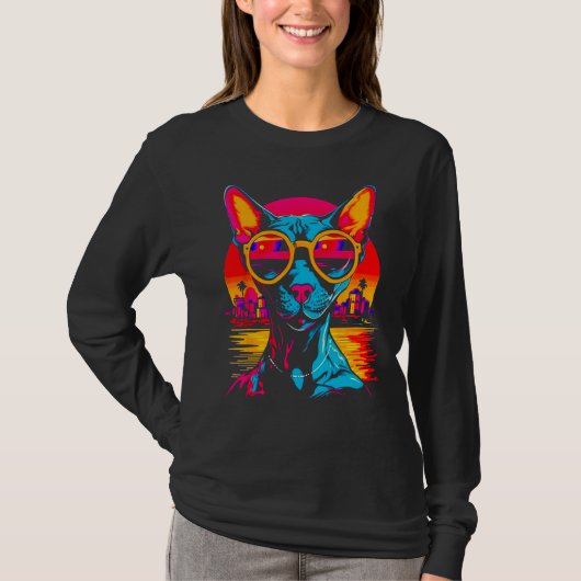スフィンクスの無毛猫サングラス Tシャツ (正面)