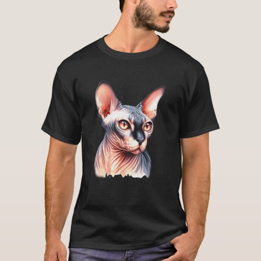 スフィンクスの猫の肖像画 Tシャツ (正面)