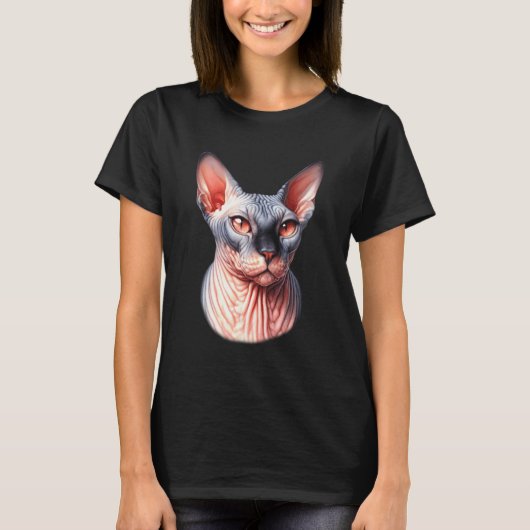 スフィンクスの猫の肖像画 Tシャツ (正面)