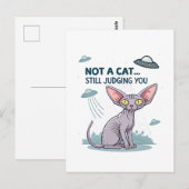 スフィンクスの猫UFOサッカスティック漫画アート ポストカード (正面/裏面)
