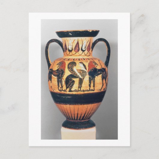 スフィンクスを描いたカルチディアンブラック姿アンフォラ ポストカード (正面)