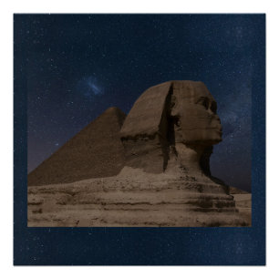 スフィンクスエジプト古代の巨大な彫像の石の建物 ポスター