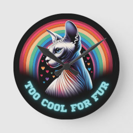 スフィンクスキャットのアート「Too Cool」 ラウンド壁時計