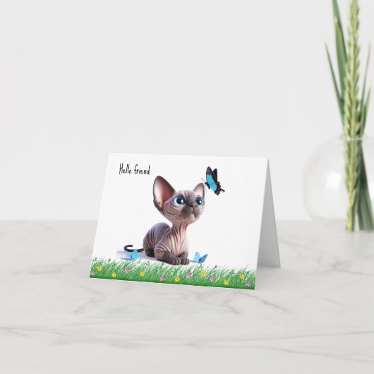 スフィンクス子猫の友達 グリーティングカード サンキューカード (正面)