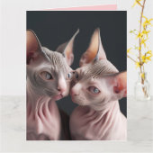 スフィンクス毛なしネコ大バレンタインデーのカード カード (黄色い花)