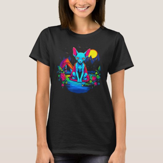 スフィンクス毛のないキャットキャンプ Tシャツ (正面)