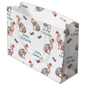 スフィンクス毛のない猫サンタクロース帽子クリスマス ラージペーパーバッグ (裏面アングル)