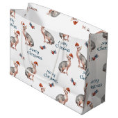 スフィンクス毛のない猫サンタクロース帽子クリスマス ラージペーパーバッグ (正面アングル)