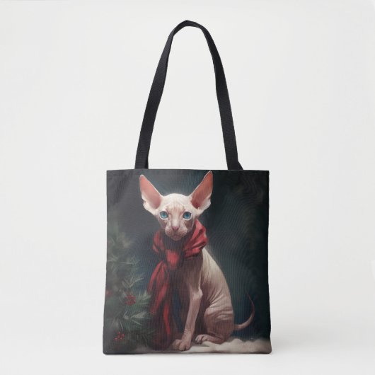 スフィンクス犬と雪のクリスマス トートバッグ (正面)