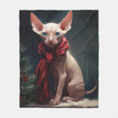 スフィンクス犬と雪のクリスマス フリースブランケット (正面)
