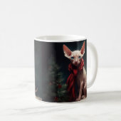 スフィンクス犬の雪のクリスマス コーヒーマグカップ (正面右)