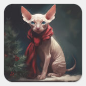 スフィンクス犬の雪のクリスマス スクエアシール (正面)