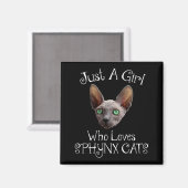 スフィンクス猫が大好きな女の子 マグネット (正面/裏面)