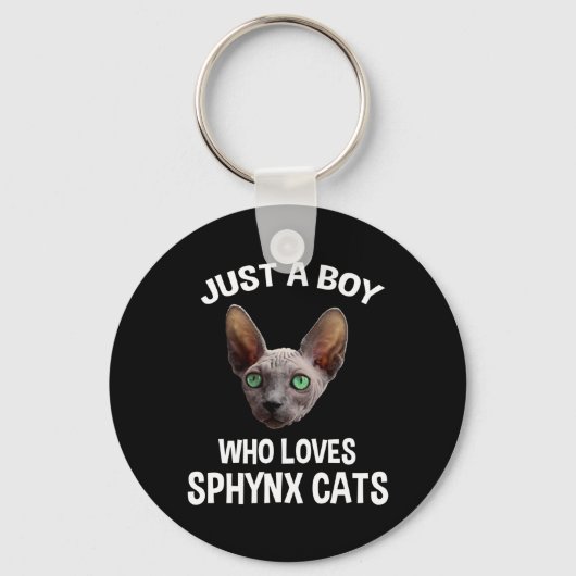 スフィンクス猫が大好きな男の子 キーホルダー (正面)